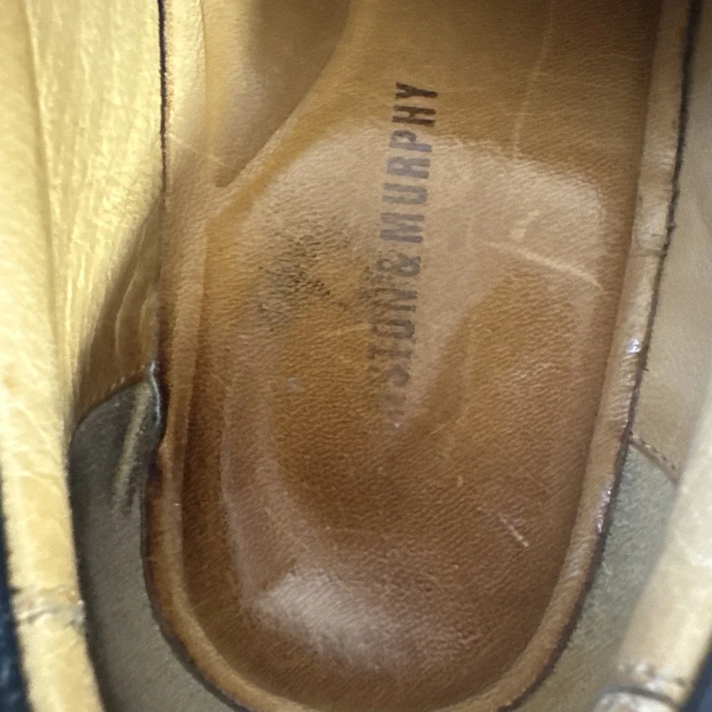 Johnston & Murphy Men's Shoes Size 9 1/2 Loafer Black Slip On Sheep Skin Leather